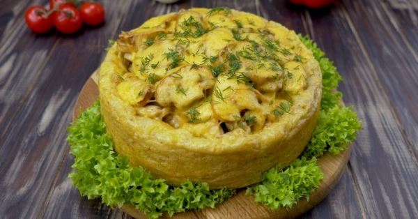 Как приготовить картофельный пирог с курицей и грибами